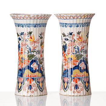 A Dutch five-piece faience garniture, Delft, late 18th Century.