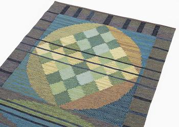 a carpet, flat weave, c 207 x 104.5 cm, signed JLH IMV.