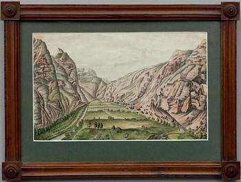 OKÄND KONSTNÄR, gravyr, handkolorerad, 1800-talets första hälft.