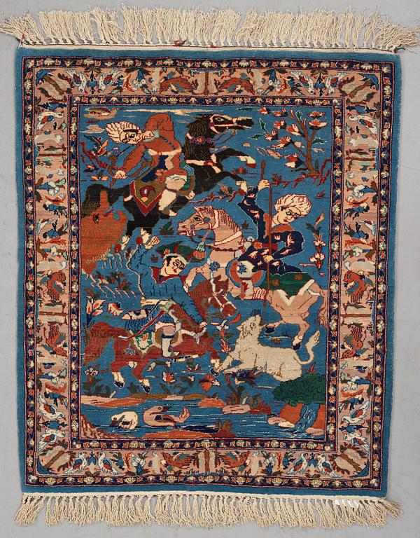 A rug, Old Esfahan, part silk, ca 87 x 75 cm.