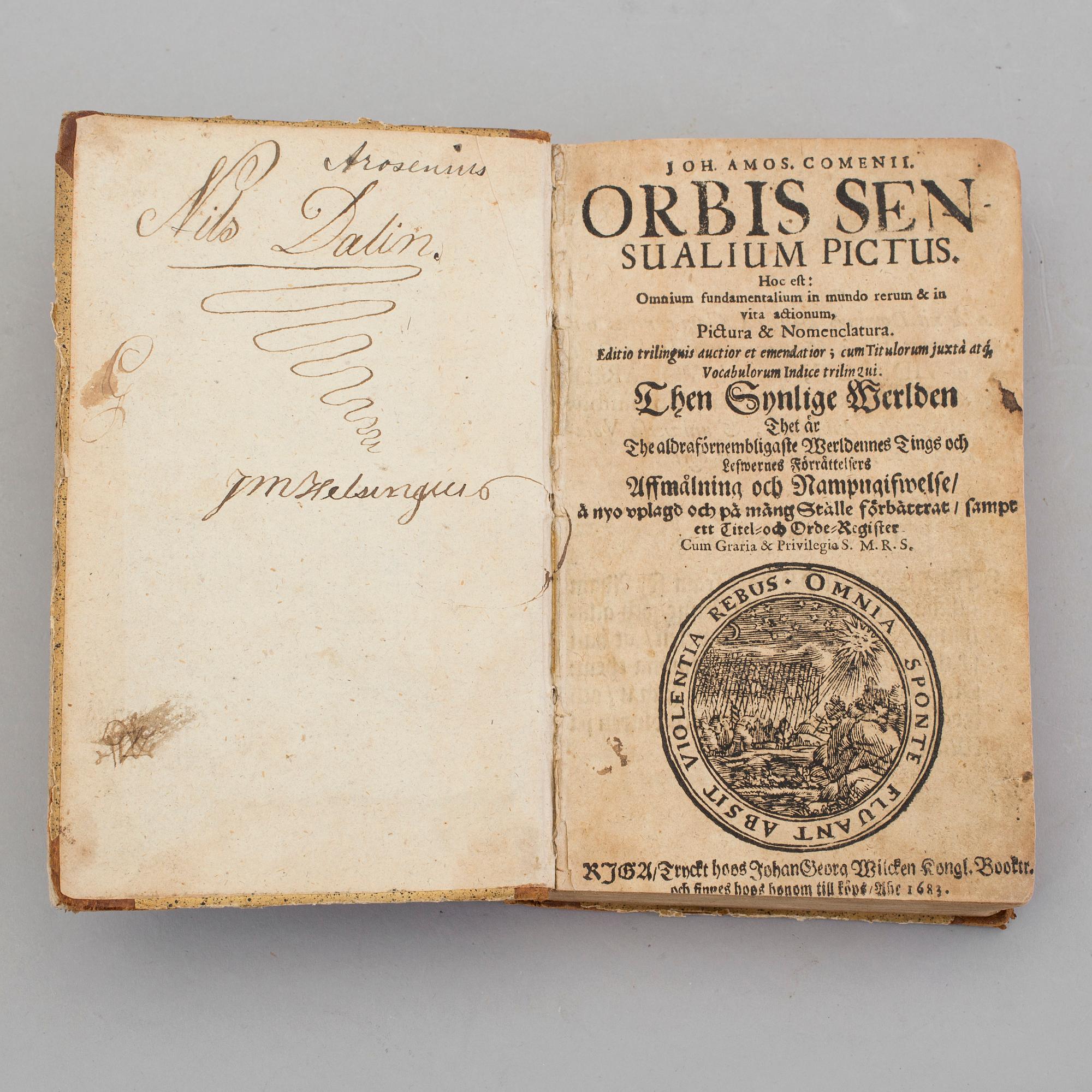JOANNES AMOS COMENIUS,  Orbis Sensualium Pictus. Facsimile, 1683.