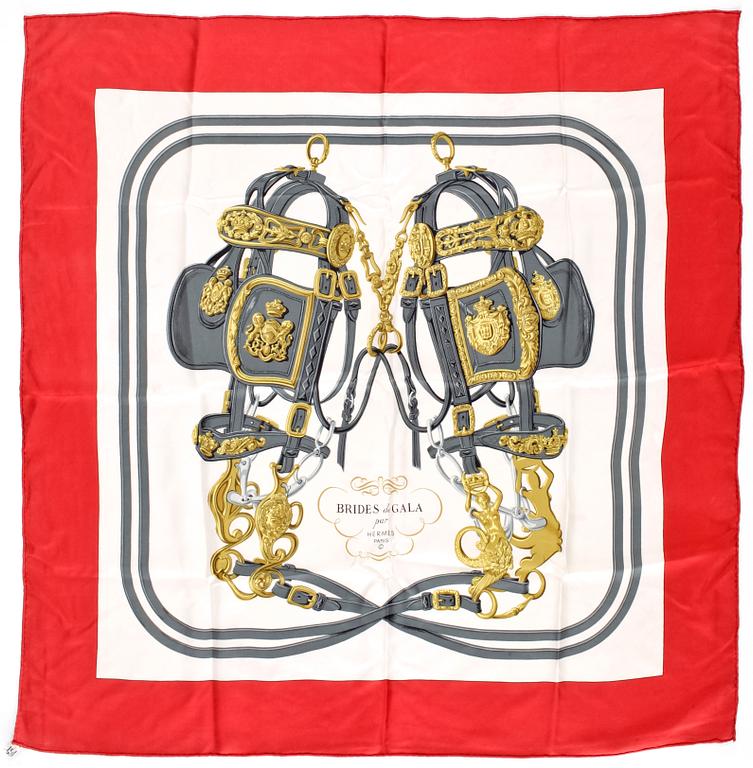 SCARVES, 2 st, siden, "Harnais des Presidents" samt "Brides de Gala", Hermés, Paris.