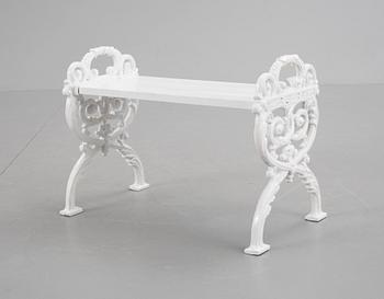 TRÄDGÅRDSBÄNK, gjuten aluminium, av Byarumstyp, sent 1900-tal.