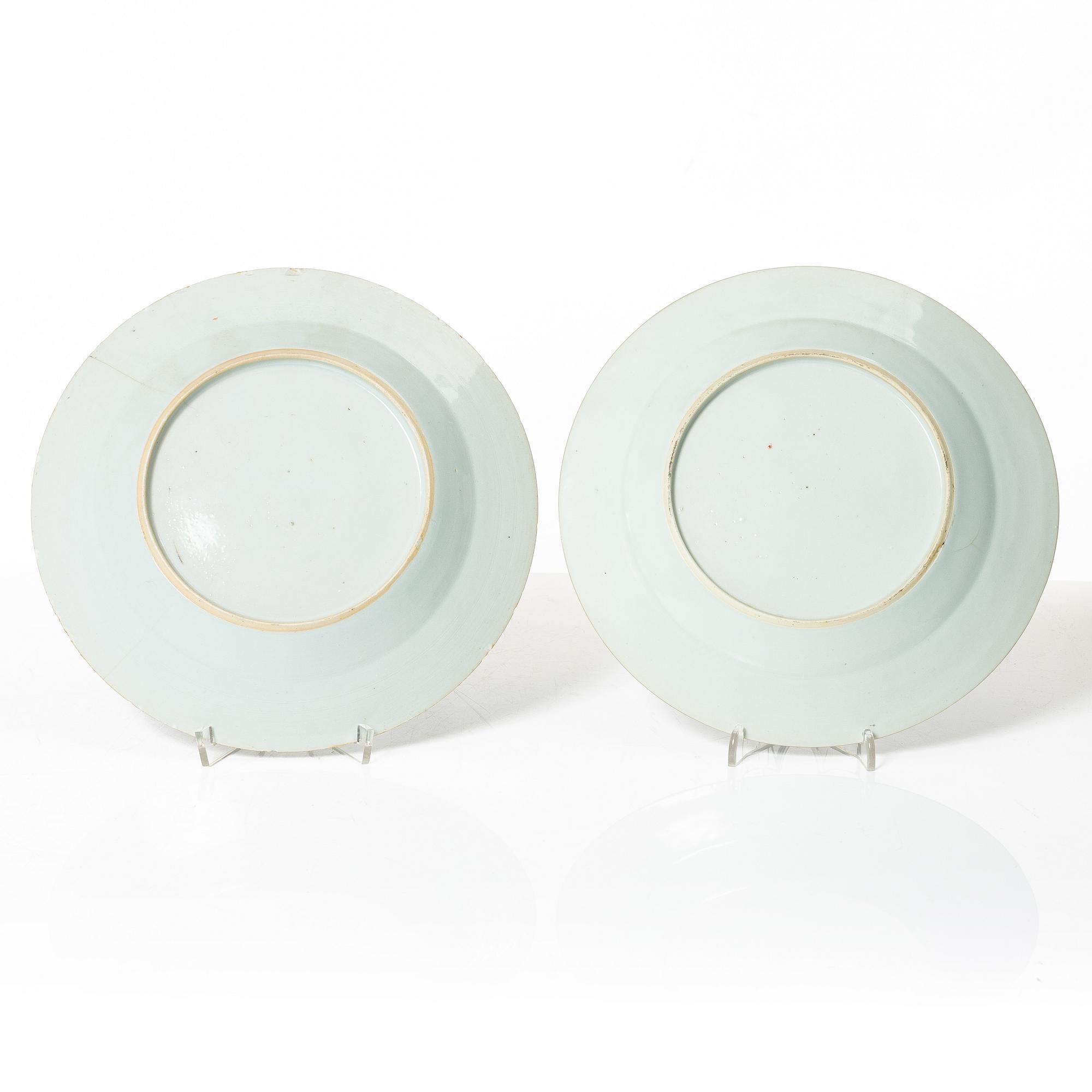 Tallrikar, 10 st, kompaniporslin, Kina, Qingdynastin, Qianlong (1736-95).