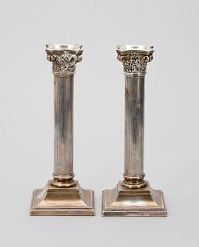 LJUSSTAKAR, ett par, troligen silver, CG Hallberg Stockholm 1900-talets början.