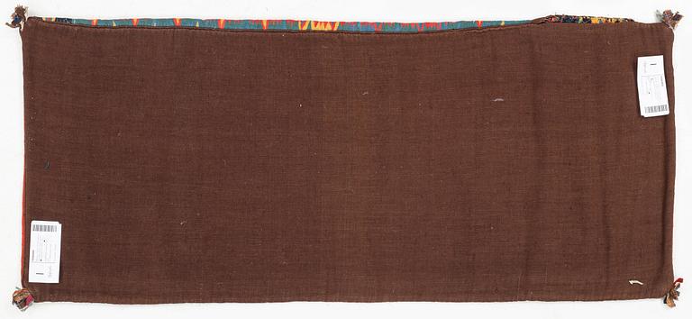 A double-interlocked tapestry carrige cushion, south western Scania, signed and dated 1801 KSD-BOD-SIS.
