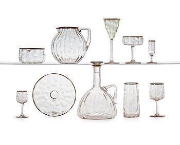 683. A Koloman Moser 111 pcs 'Meteor' Art Nouveau glass service, for E Bakalowits & Söhne, Vienna ca 1910.