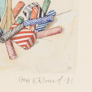 STEN EKLUND, etching with watercolour, signed and dated -81. EA.