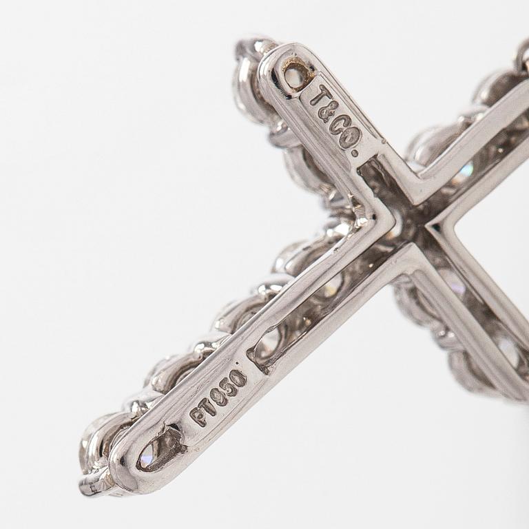 Tiffany & Co, halsband, kors, platina och briljantslipade diamanter.