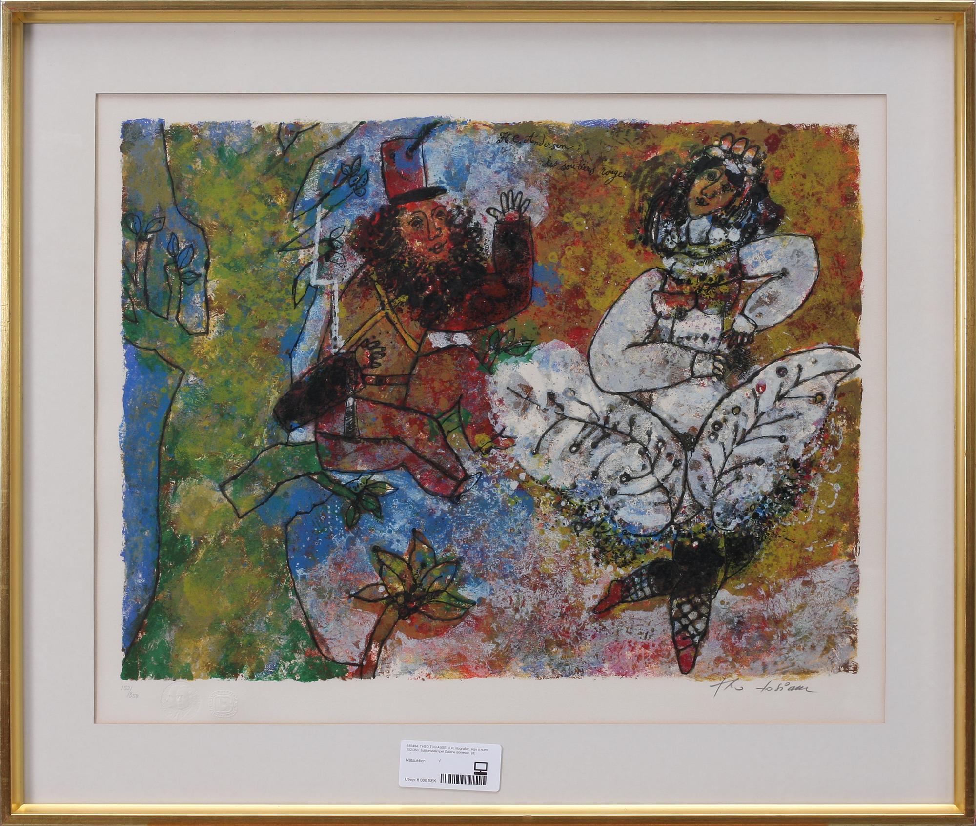 THEO TOBIASSE, litografier, 4 st, sign o numr 152/350. Editionsstämpel Galerie Börjeson.