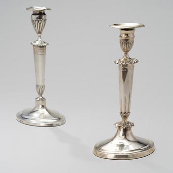 A PAIR OF CANDLESTICKS, silver, early 19th century, probably Frankfurt.