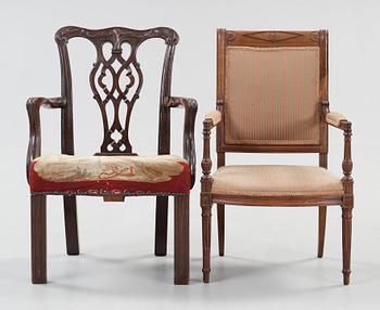 BARNSTOLAR, två stycken. Directoire och Chippendale, 1700/1800-tal.