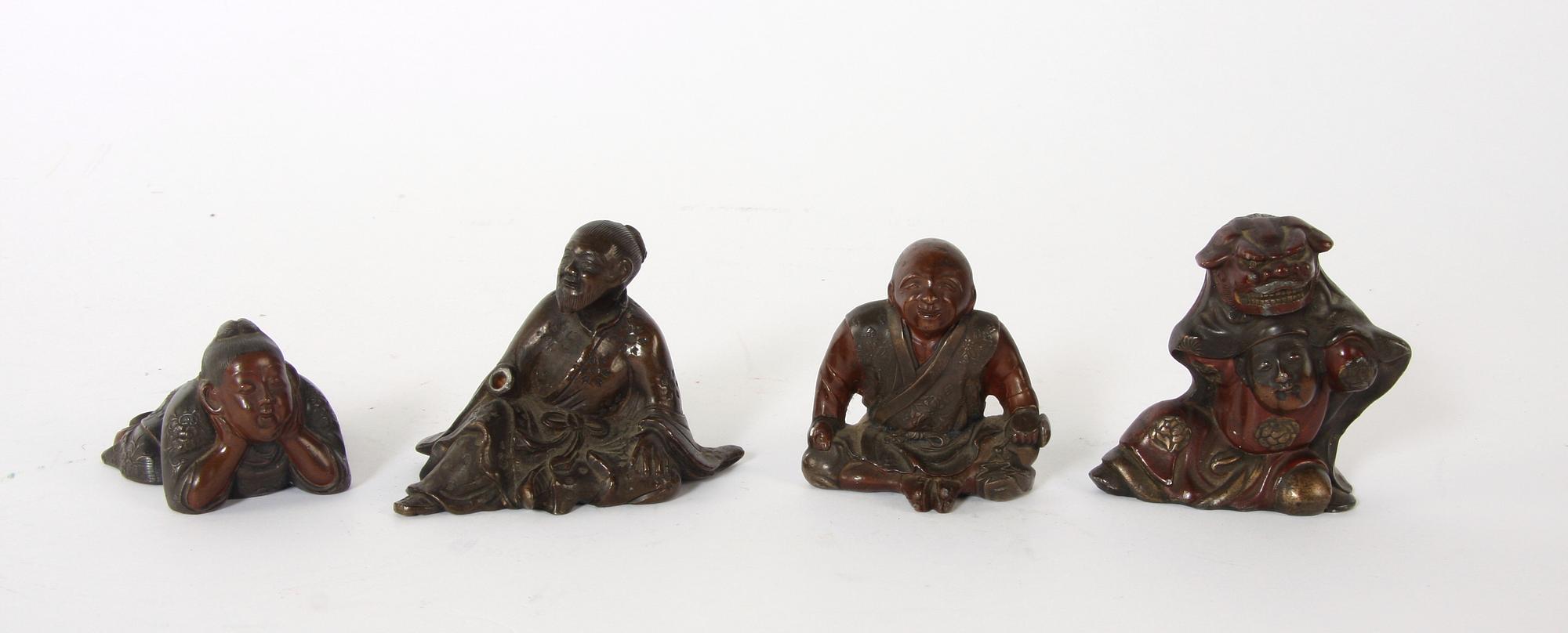FIGURINER, 4 st, brons, trol Japan.