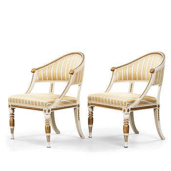 13. A pair of late Gustavian armchairs, circa 1800.