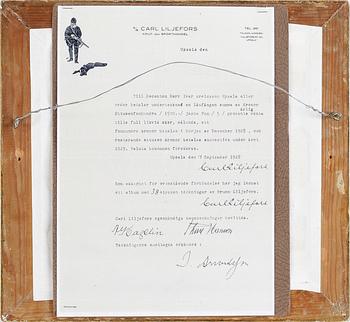 BRUNO LILJEFORS, blyertsteckning. Intyg av Carl Lijefors.