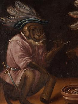 Abraham Teniers Follower of, Smoking monkeys.