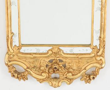 SPEGEL MED KONSOLBORD, rokokostil, Glas & Trä, Hovmanstorp 190-talets mitt.