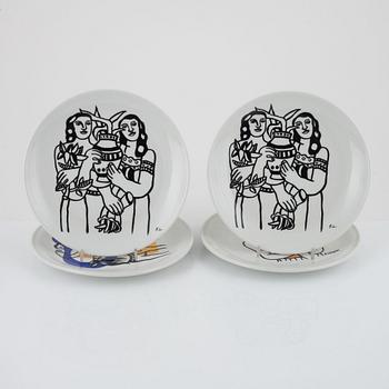 Fernand Léger, efter. Tallrikar, 8 st, porslin, Biot, Frankrike.