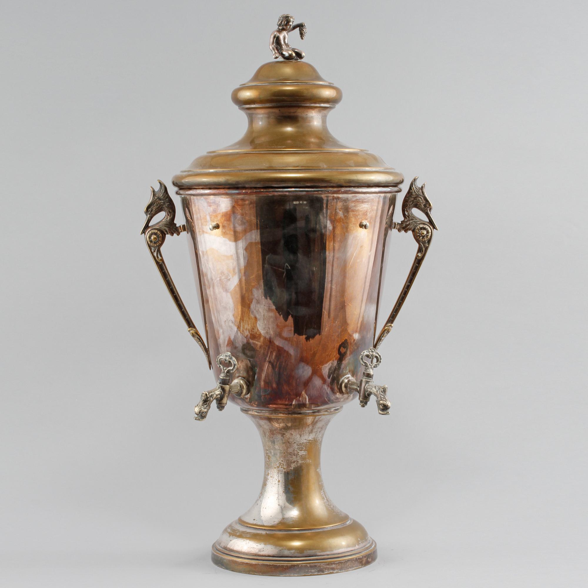 SAMOVAR, nysilver, C.G Hallberg, Stockholm, omkring sekelskiftet 1900.