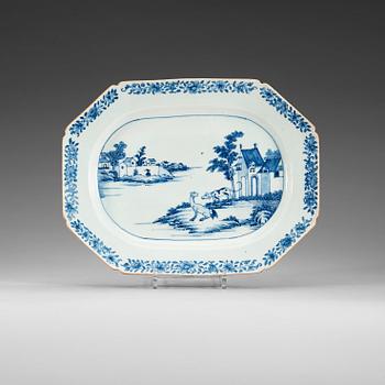 A blue and white 'European Subject' serving dish, Qing dynasty, Qianlong (1736-95).