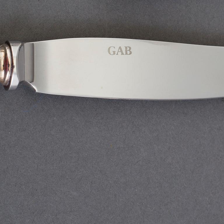 BESTICK, 48 delar, silver, "Chippendale", GAB, Stockholm, 1900-talets fjärde kvartal, 2156 gram.