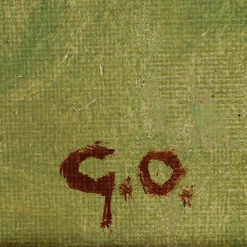 GÖSTA OLSON . Olja på duk uppfäst på pannå, sign G O.