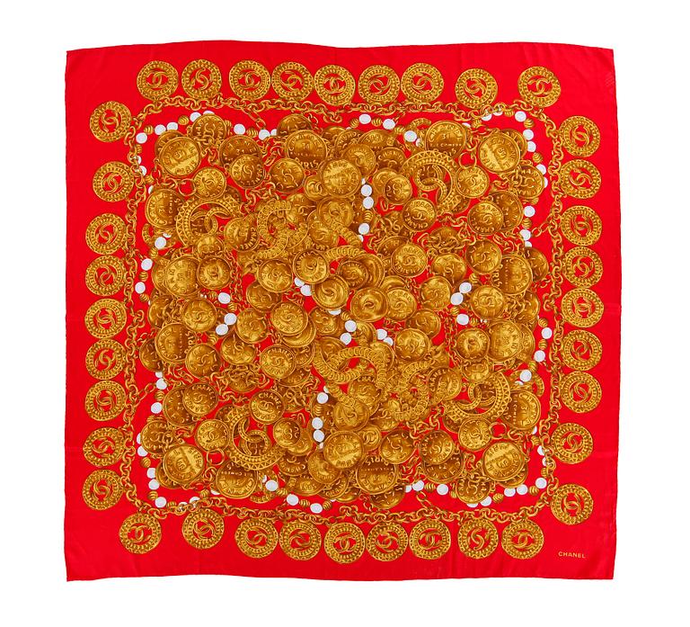 A silk scarf by Chanel.