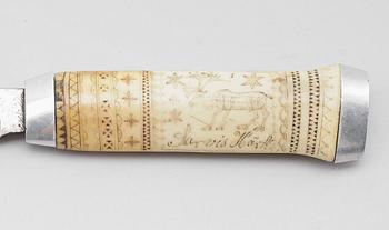 SAMEKNIV, Jon Pålsson Fankki (1880-1961), Kaitum, signerad JP och daterad 1901.