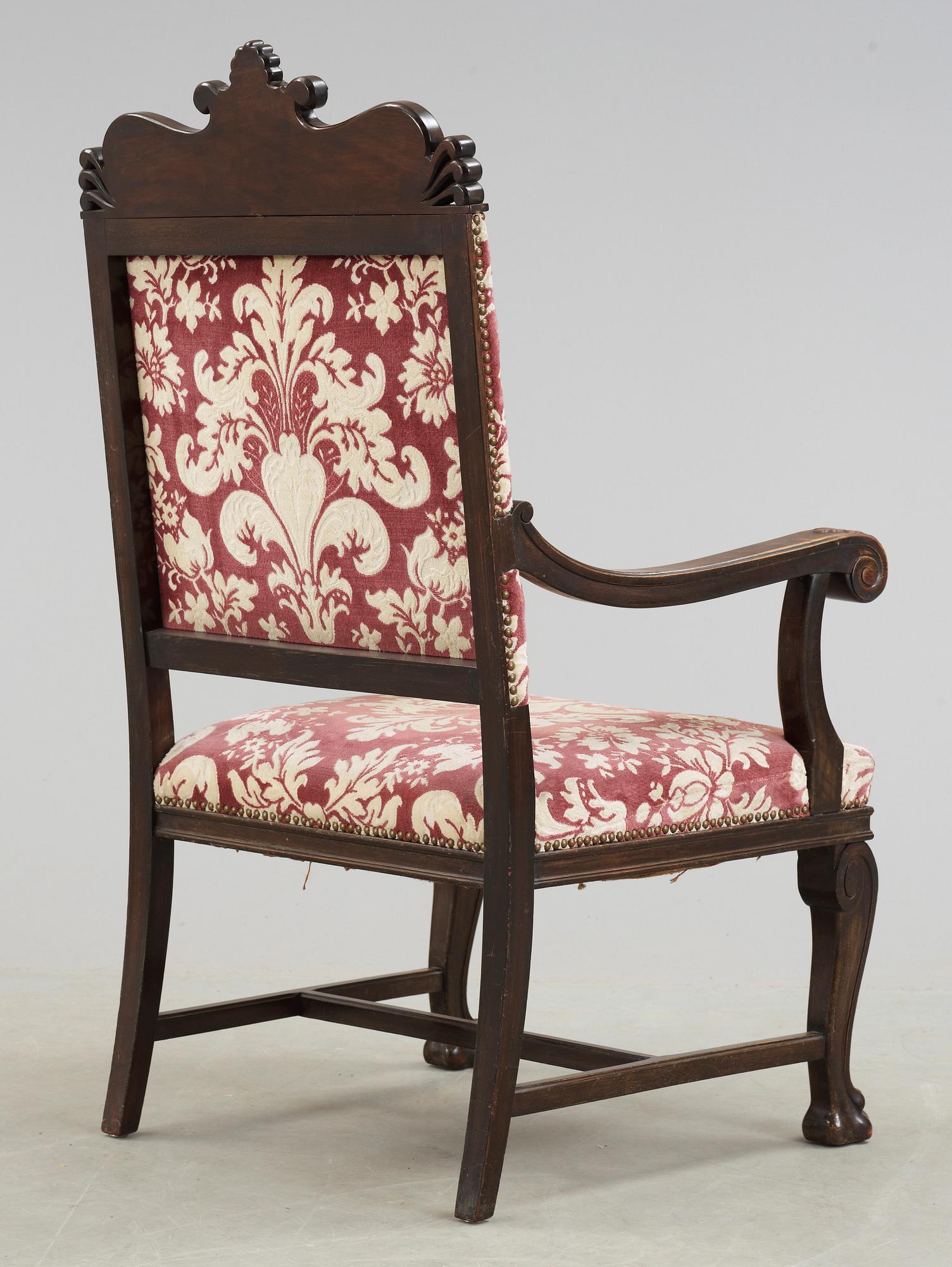 MÖBELGRUPP, 5 delar (2+1+1+1), barockstil. Tidigt 1900-tal.
