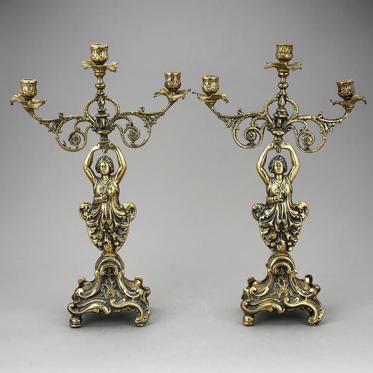 KANDELABRAR, ett par, mässing, 1900-talets andra hälft.