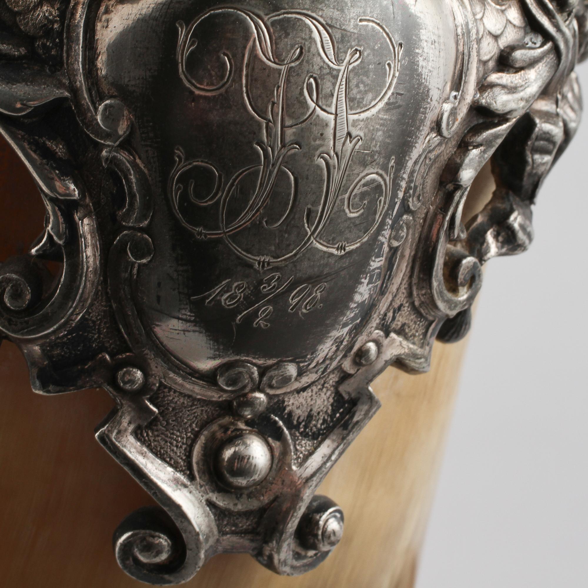 DRYCKESHORN, horn och metall, 1800-talets slut.
