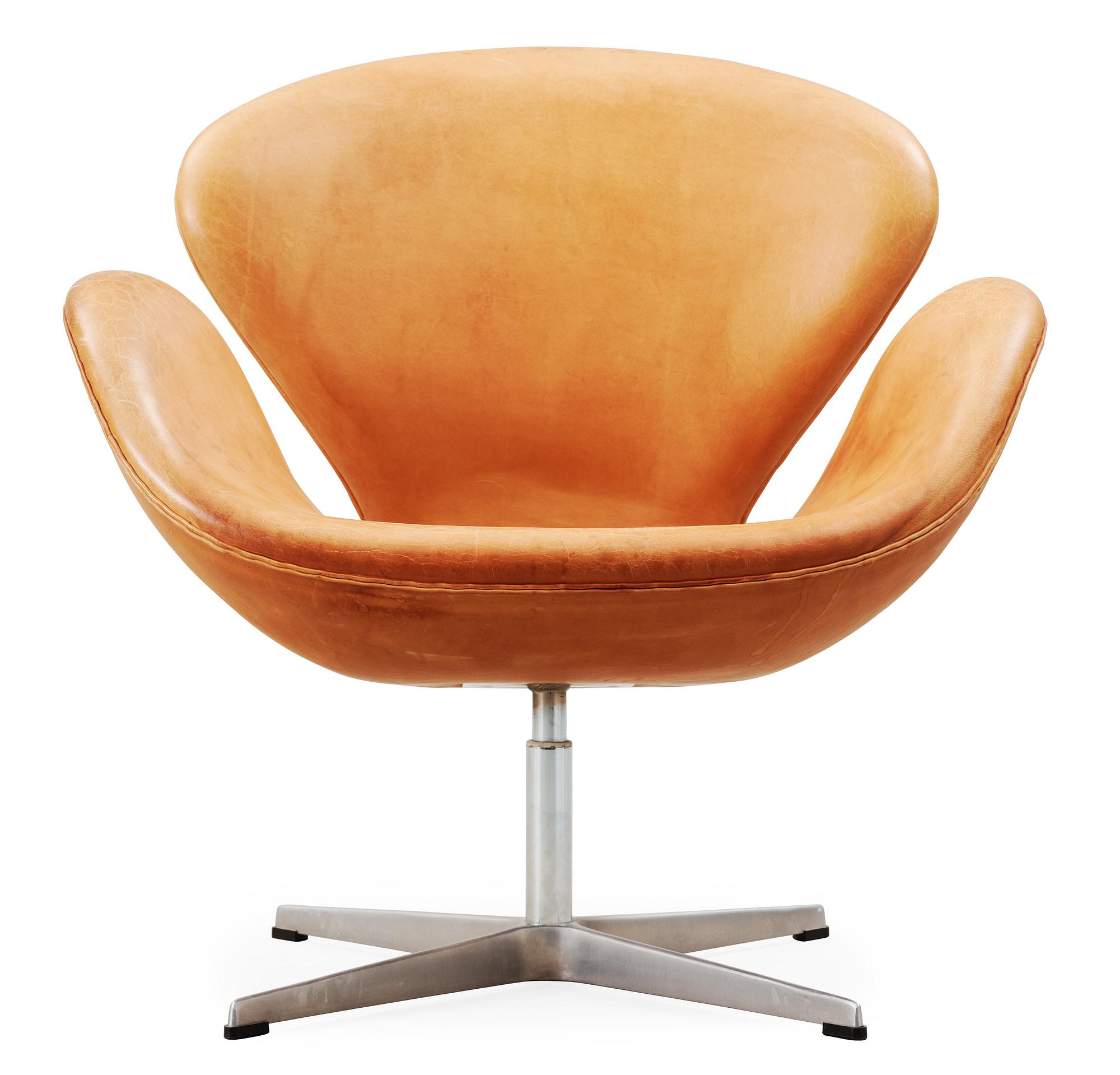 An Arne Jacobsen leather 'Swan' chair, Fritz Hansen, Denmark 1993.