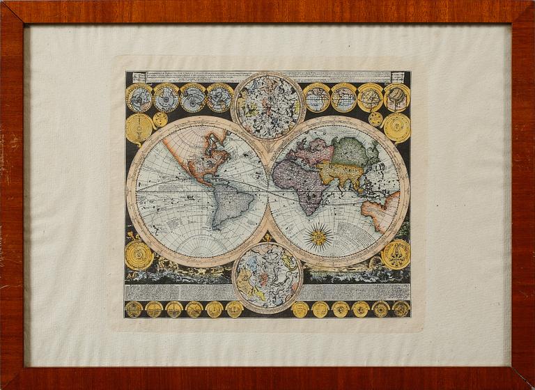 KARTOR, 2 st, etsningar, 1800-/1900-tal.