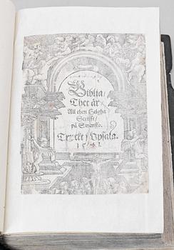 GUSTAV VASAS BIBEL, "Biblia, thet är, all then Helga scrifft på swenska...", Uppsala 1540-41.