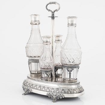 A Swedish Silver and Glass Table Centerpiece, mark of Gustaf Folcker, Stockholm 1821.