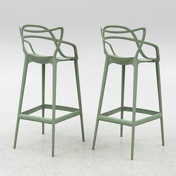 Philippe Starck and Eugeni Quitllet, bar stools, a pair, "Masters stool, Kartell, Italy.