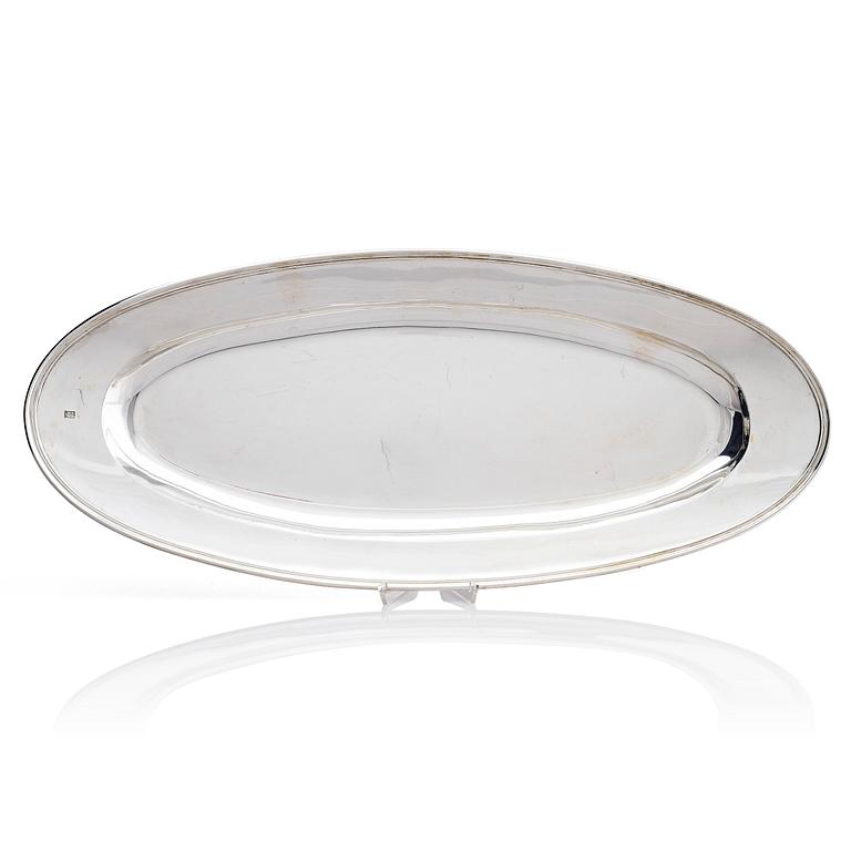 A silver fish serving dish, mark of Jacob Engelberth Torsk, (active 1836-1860 (1911)) Stockholm.