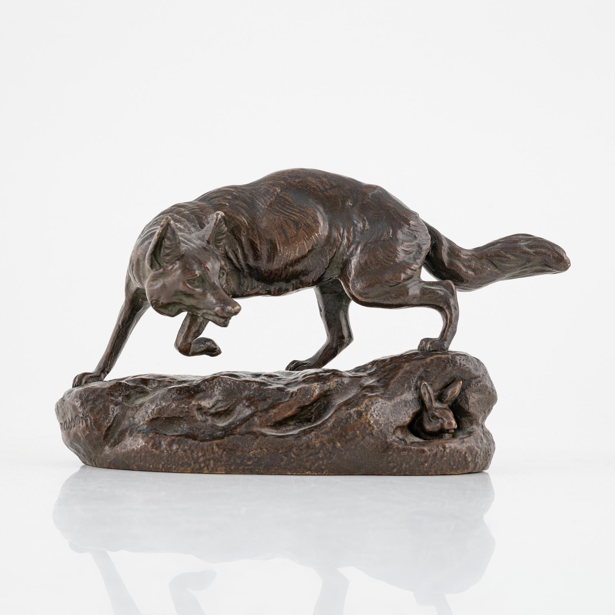 Clovis Masson, efter. Räv strykande runt kanin.