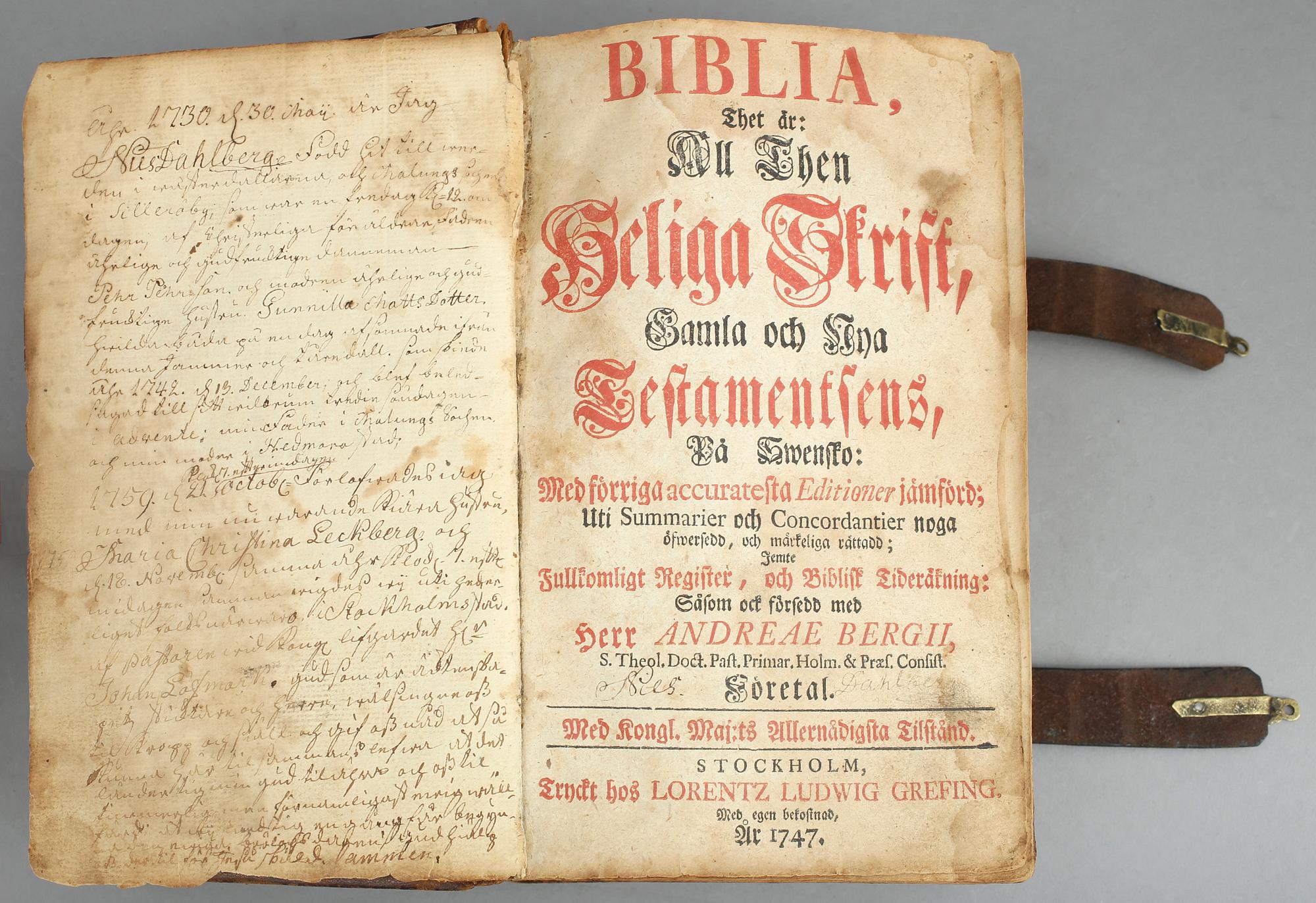 BIBEL, 1747. "Biblia, then heliga skrift".