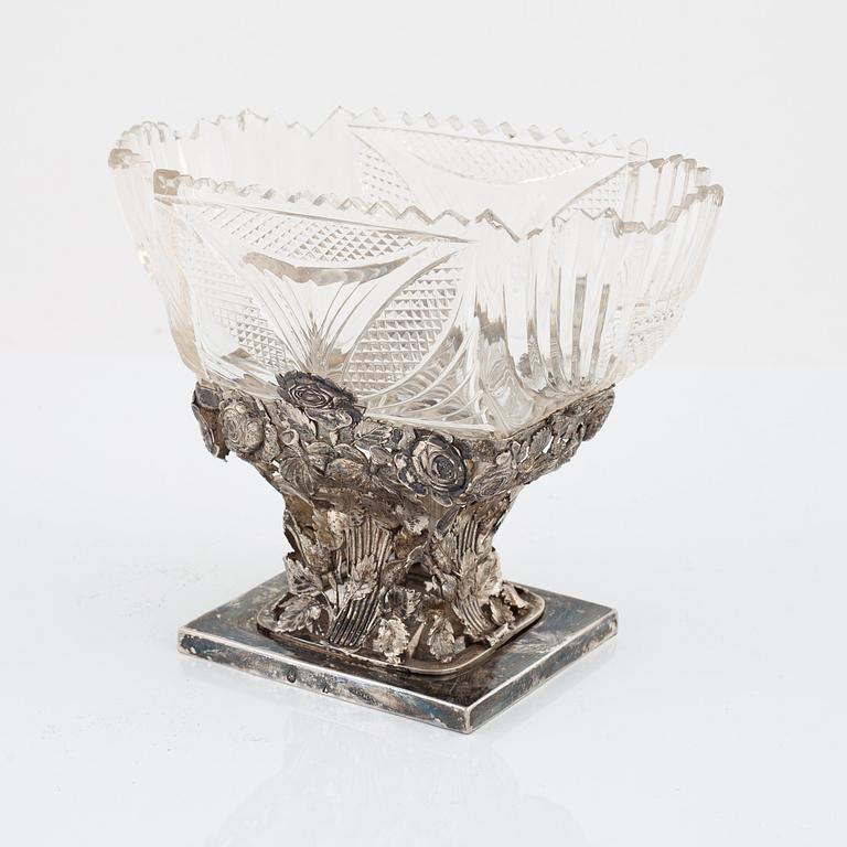 Johann Bernhard Breymann, a silver and glass bowl, Dresden, mid 19th century.