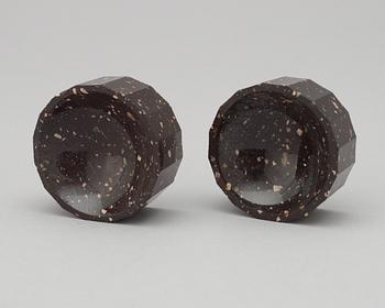 A pair of Swedish Empire 19th century porphyry salts.