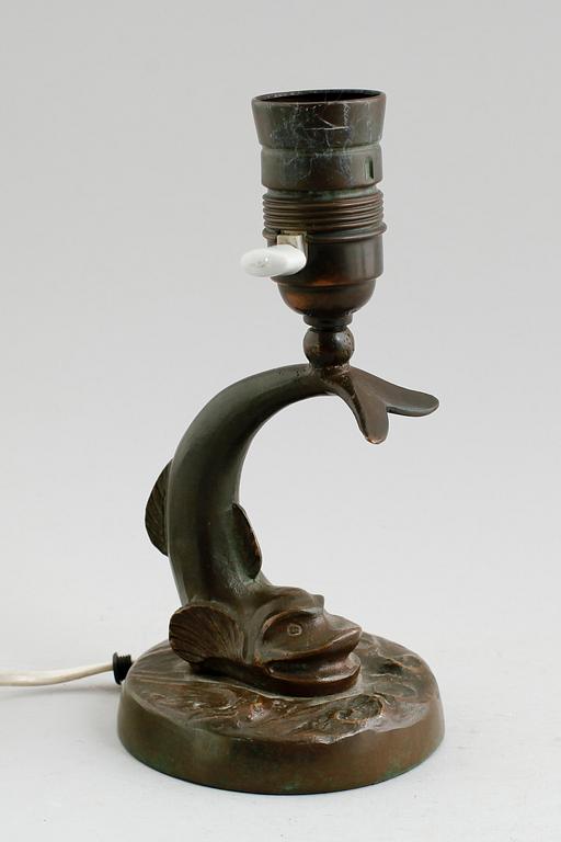 BORDSLAMPA, brons, Malmö Metallvarufabrik, 1930-tal.