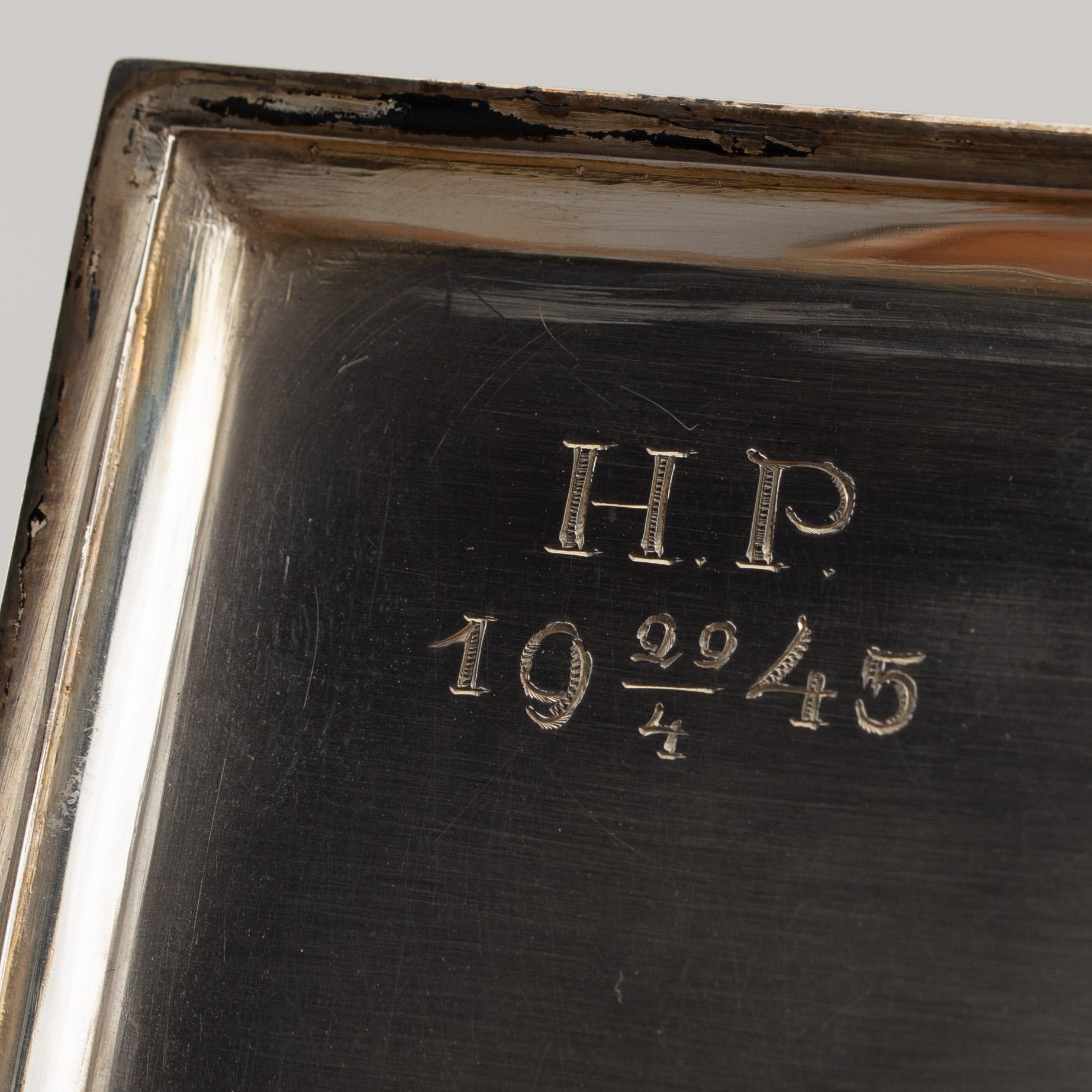 A Swedish silver beaker, an inkwell and a box, including Hugo Grun & Co, Stockholm 1948.