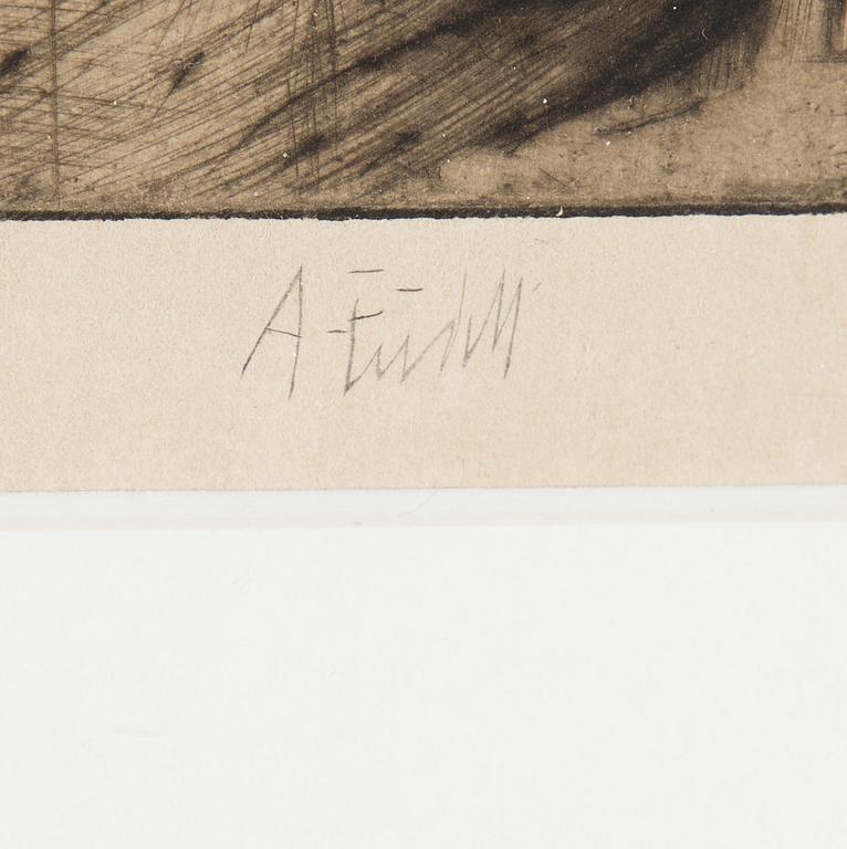 AXEL FRIDELL, dry point etching, signed A. Fridell.