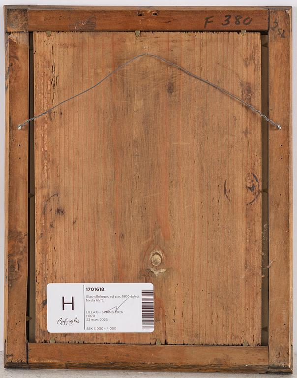 Glasmålningar, ett par, 1800-talets första hälft.