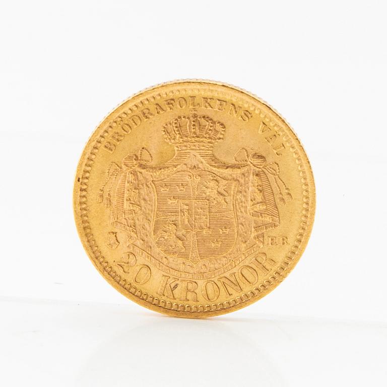 Gold coin 20 kronor 1880 Sweden Oscar II.