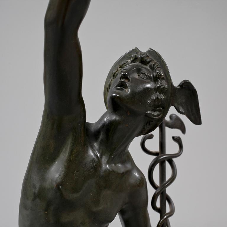 SKULPTUR, "Hermes", patinerad brons, efter Giambologna, sekelskiftet 1800/1900.