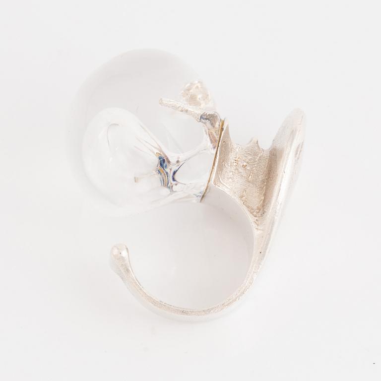 Björn Weckström,  ring, "Mannen i kosmos" sterling silver and acrylic, Lapponia 1973.