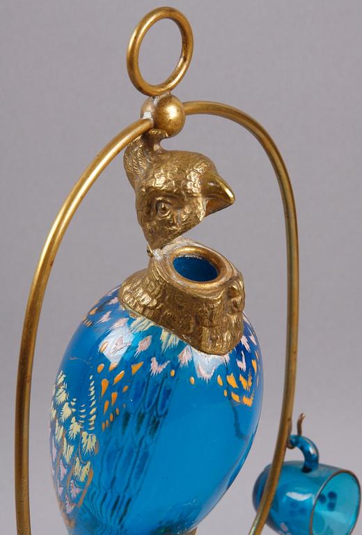 PORTVINSTAPP, mässing och glas, 1800-tal.