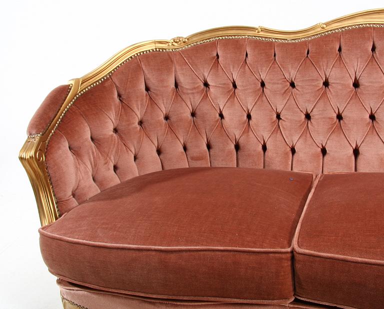 SALONGSGRUPP, 3 delar, rokokostil, 1900-tal.